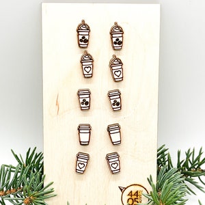 Coffee Stud Earrings; Iced and Hot, Wood