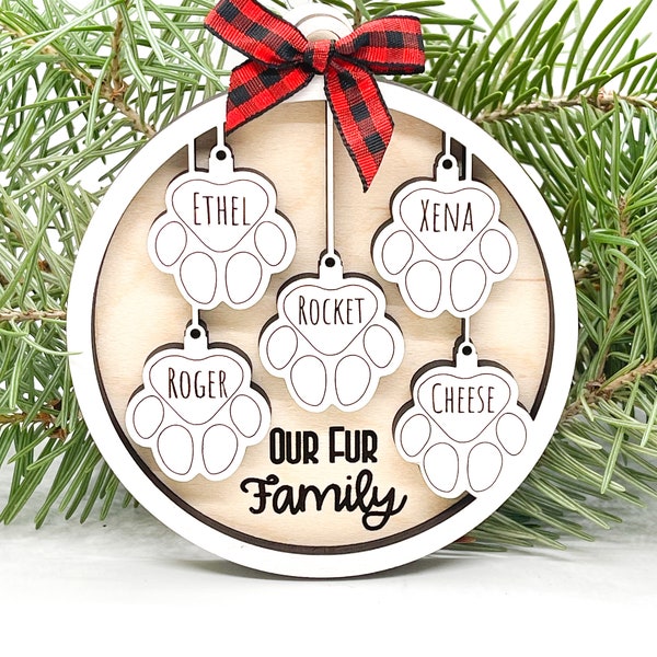 Our Fur Family Ornament | Pet Christmas Ornament | Dog and Cat Ornament|