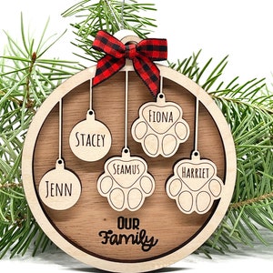 Family and Fur Family Personalized Custom Holiday Ornament - Pet