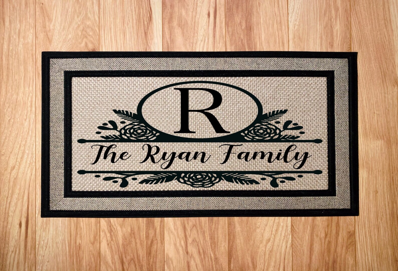 Personalized Door Mat Family Name & Initial Etsy