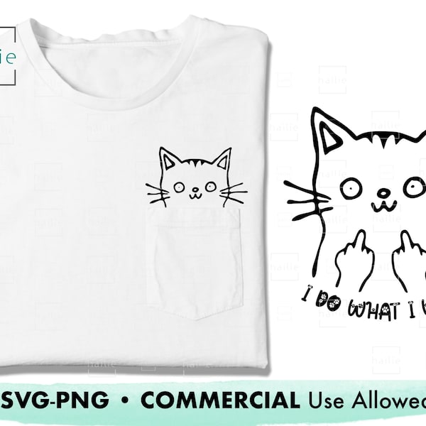 Cute cat SVG  | Shirt Pocket animal face SVG | middle finger svg kitten svg | cat lover | cute animals SVG | Digital Download