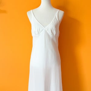 1960s Vintage Full Length Saks Fifth Avenue White Slip Dress || S / M || 60s designer maxi sleeveless silky bridal lingerie night gown