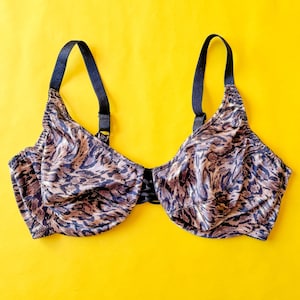 Vintage Cheetah Print Unlined Underwire Bra || 40D || leopard lingerie pin up retro 60s 70s chic