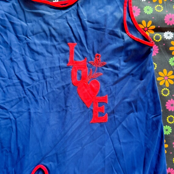 1960s Vintage Red & Blue Love Novelty Nightie wit… - image 4