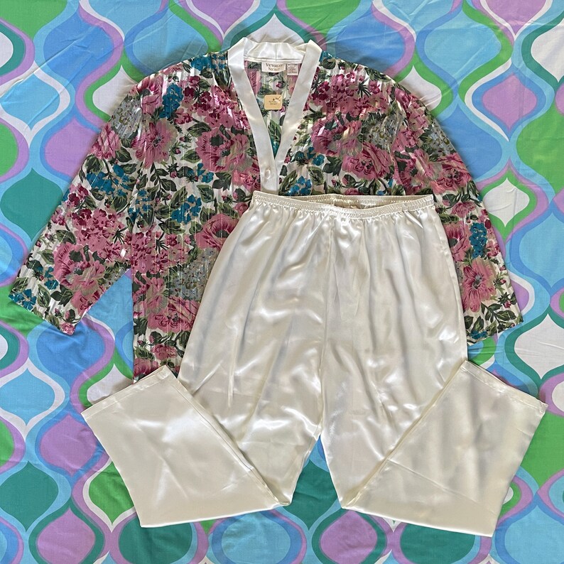 Robe Vintage Victoria's Secret - Manches Dolman, Motif Floral - Taille M/L - Occasion Très Bon état