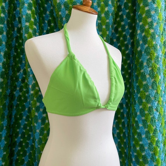 1970s Vintage Handmade Bright Green Halter Top ||… - image 4