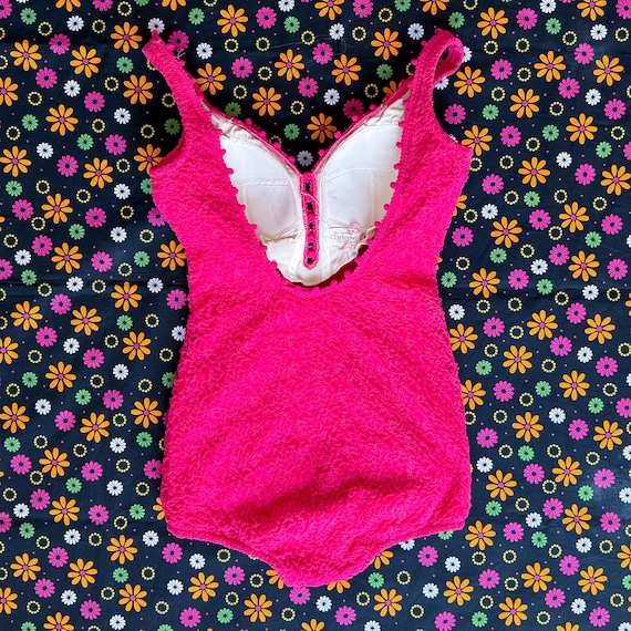 1960s Vintage One Piece Pink Bathing Suit || M ||… - image 2