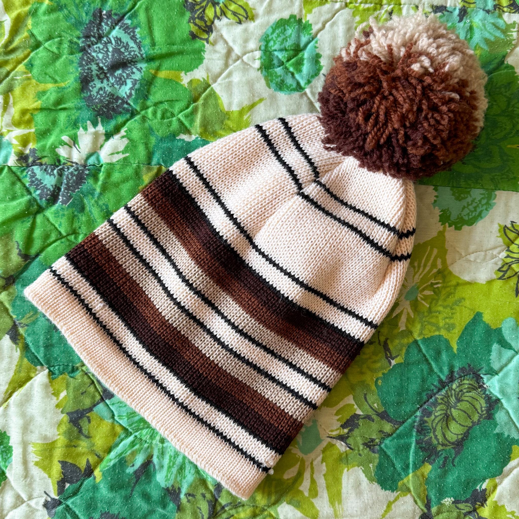 Vintage L.Quest Smith 1970’s 100% Wool Pom Pom Hat. The Pom-pom - Hand-knit Wool Beanie Hat Inspired by Klaus  main image 4