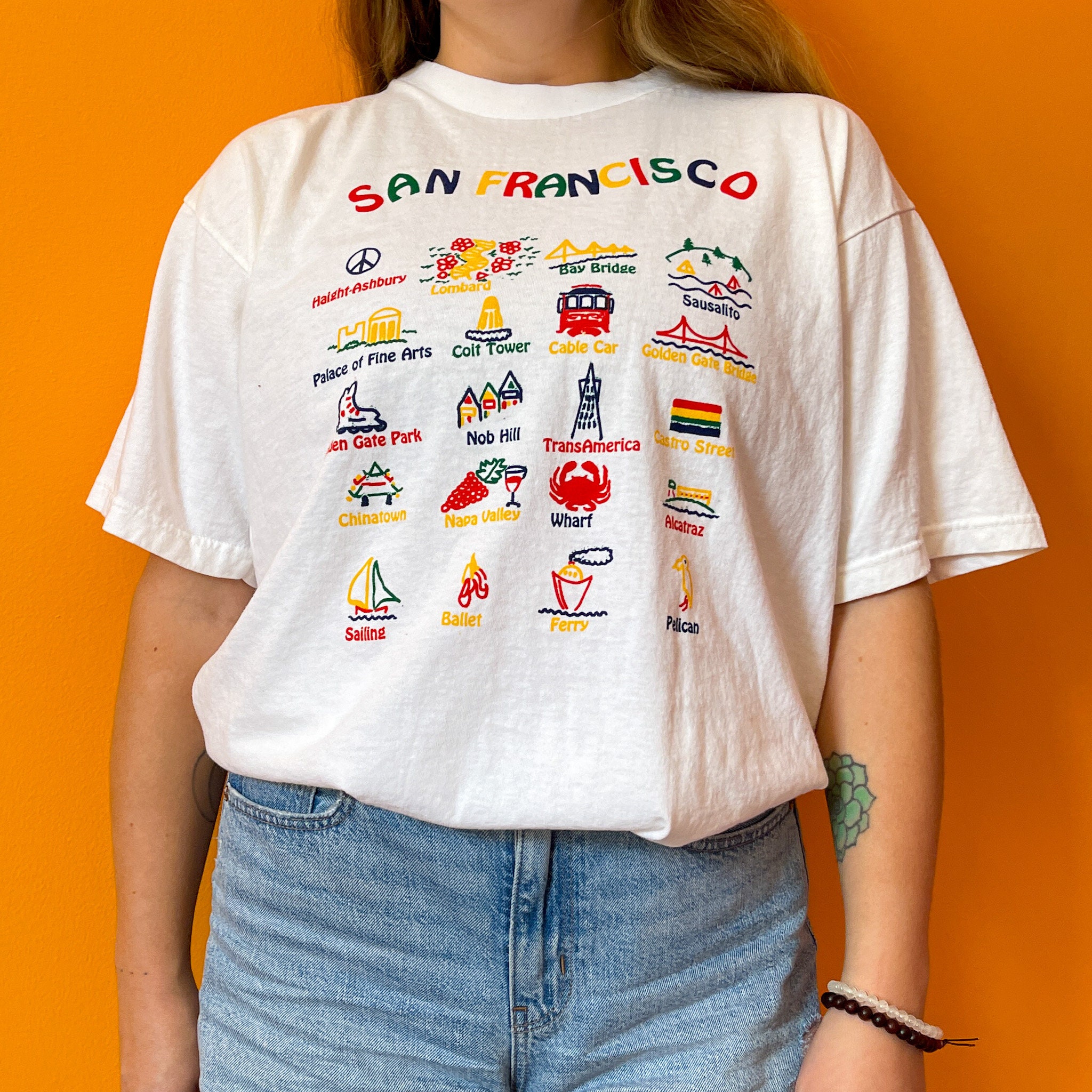 1990s Vintage San Francisco Adidas Graphic T Shirt || L || Unisex 