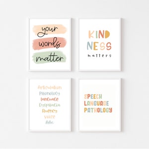 Kindness Matters – Speech Therapy Wall Art – Grad Student Gift – Speech Room Decor – Digital Download