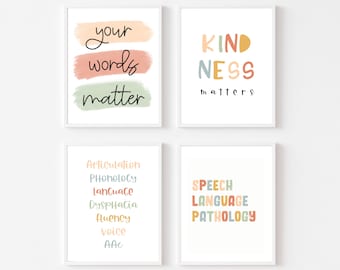 La amabilidad importa – Arte mural para logopedia – Regalo para estudiantes de posgrado – Decoración para sala de logopedia – Descarga digital
