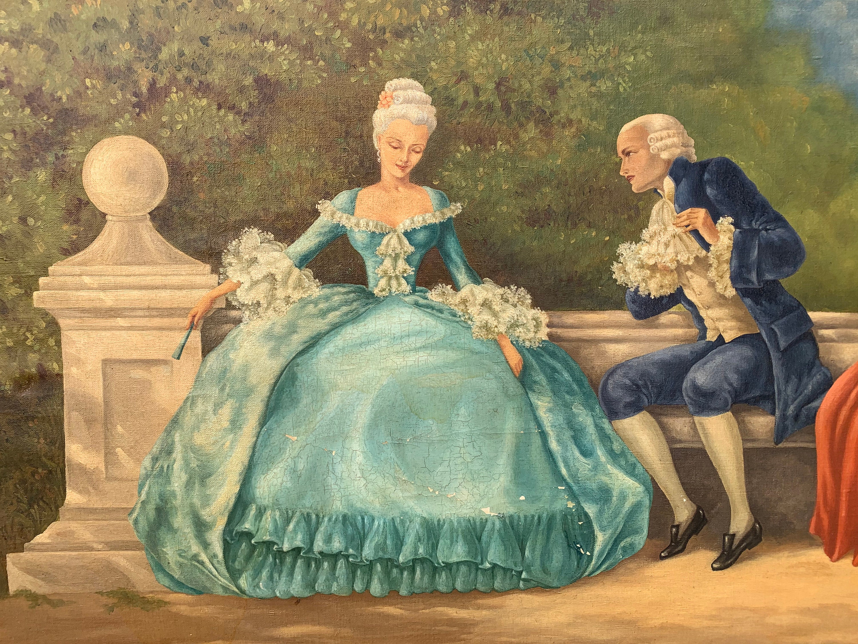 Vintage Rococo Oil Painting, Seated Couple in Park, 1942 - Etsy
