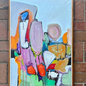 Vintage Abstract Expressionist Painting; Abstract Mid Century Modern Oil Painting; Original Signed Mid Century Modern Abstract Oil Painting