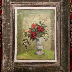 水田 喜八「花」油彩 油絵 サイン有 絵画 8号 美術品 アート