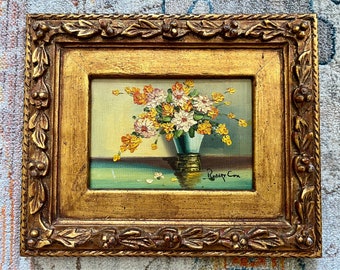Vintage Floral Robert Cox Oil Painting; Floral Still Life Oil Painting; Flowers in a Vase Still Life Original Painting