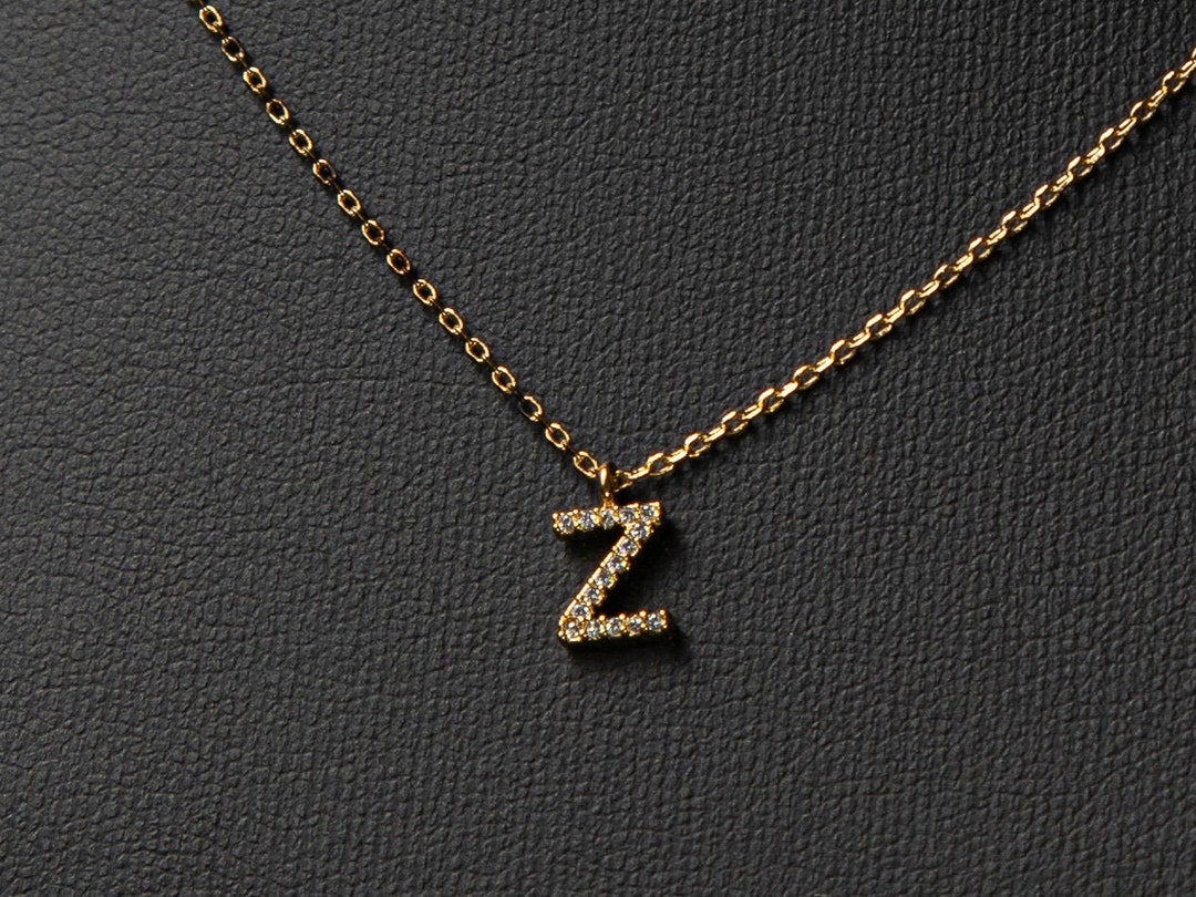 Initial Z Necklace Small Letter Z Necklace Personalized Etsy