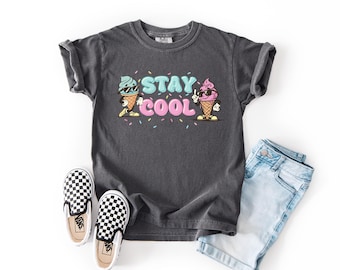 Camiseta Stay Cool Ice Cream, camiseta de verano para niños, colores cómodos