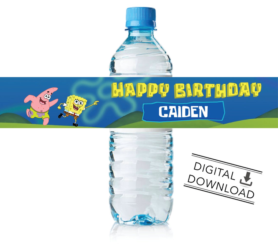 Spongebob Squarepants Water Bottle Labels Etsy