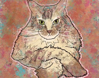 Cosmic Cat - Custom Printable Pet Portrait | Digital Watercolor | Printable Pet Art | Printable Cat Art | Custom Cat Watercolor | Custom Cat