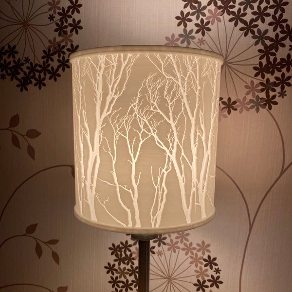 Abat-jour Arbres au Clair de Lune - Blanc - Écologique et 100% Biodégradable D15,5 cm x H16 cm