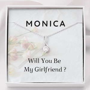 Personalised Valentine Gift, Be My Girlfriend Proposal Necklace Gift