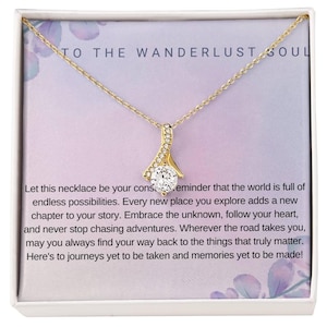 Collier Adventure Awaits avec carte de message inspirante - Cadeau de voyage parfait - Bijoux envie de voyager et souvenirs inspirés des voyages
