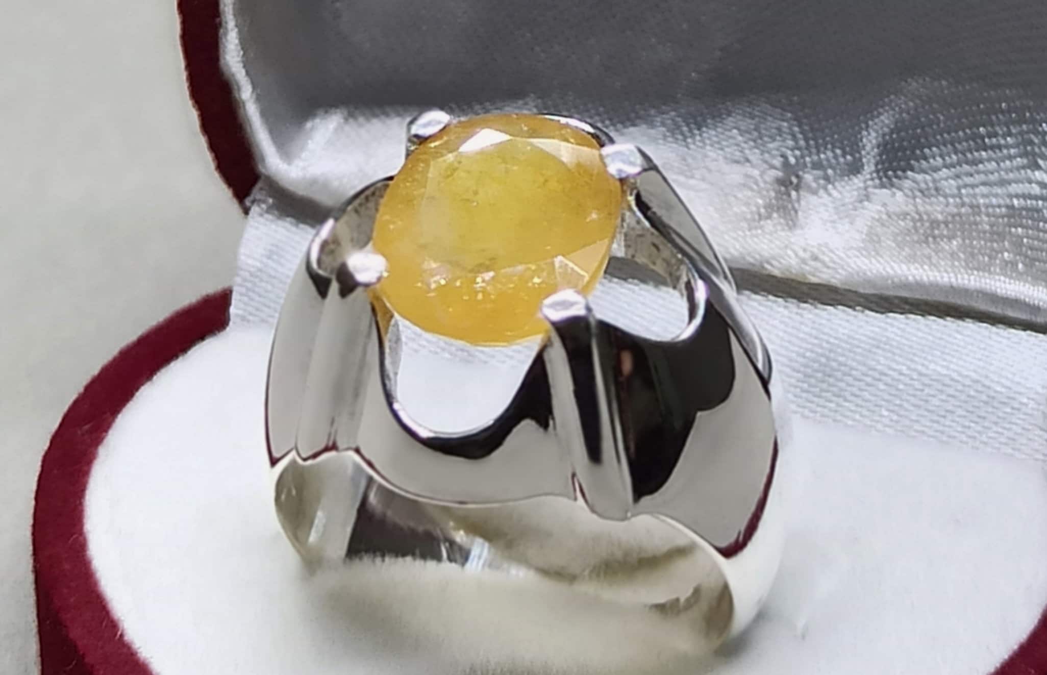 Buy Clara Yellow Sapphire Pukhraj 3cts or 3.25ratti Ring for Men At Best  Price @ Tata CLiQ