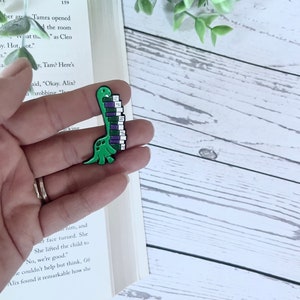 Dinosaur Enamel Book Lover Pins | Literary-inspired Accessories for kids | book lovers gift| bookish gift| Stocking Stuffer| Library Pin|