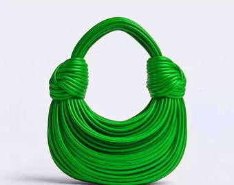 Women Luxury Handbag | Double knot Bag | Fashion Designer bag | Calfskin Leather Bag | Tote & Hobo bag | Evening Bag | Casual Bag | Green