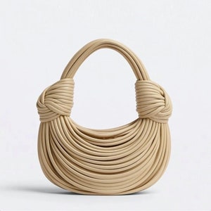 Women Luxury Handbag | Double knot Bag | Fashion Designer bag | Calfskin Leather Bag | Tote & Hobo bag | Evening Bag | Casual Bag | Porridge
