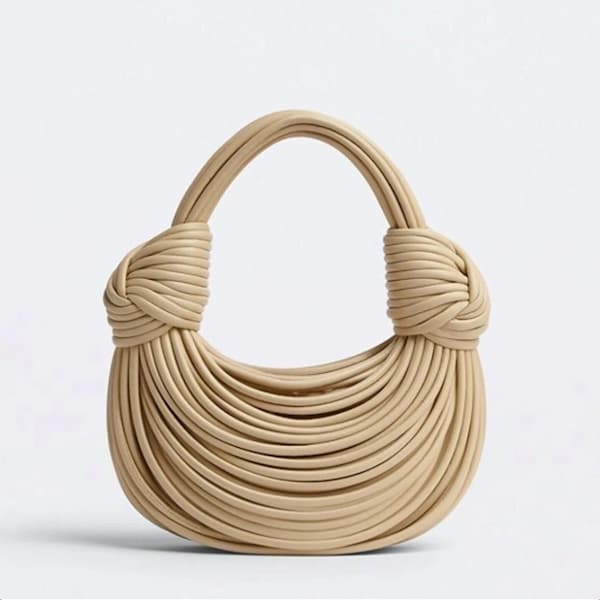 Women Luxury Handbag | Double knot Bag | Fashion Designer bag | Calfskin Leather Bag | Tote & Hobo bag | Evening Bag | Casual Bag | Porridge
