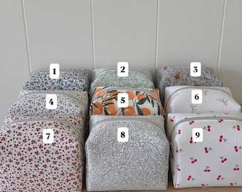 Handmade Travel Makeup Bag, Floral Cosmetic Organizer