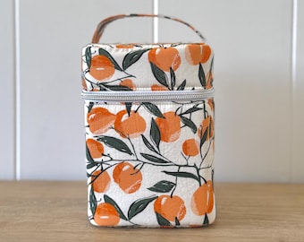 Structured Vanity Makeup Bag, Stand Up Cosmetic Organizer, Travel Makeup Case with Handle