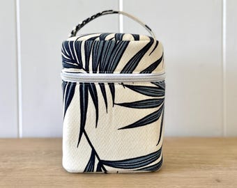 Structured Vanity Makeup Bag, Stand Up Cosmetic Organizer, Travel Makeup Case with Handle