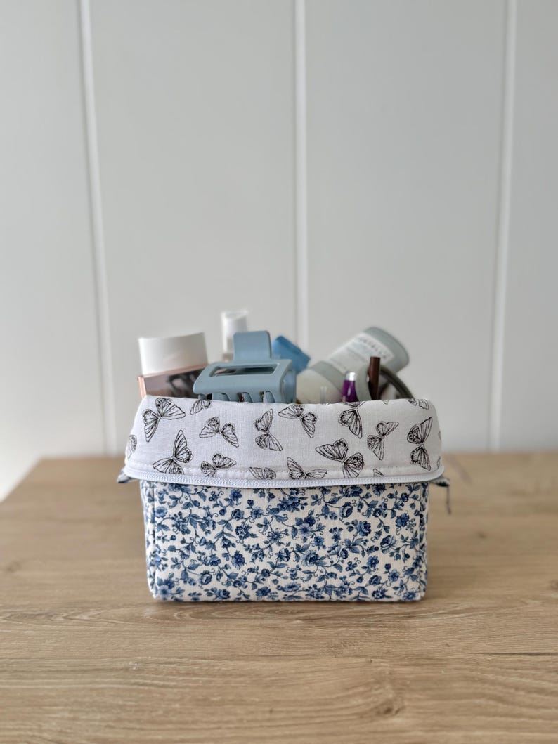 Handmade Travel Makeup Bag, Floral Cosmetic Organizer image 16