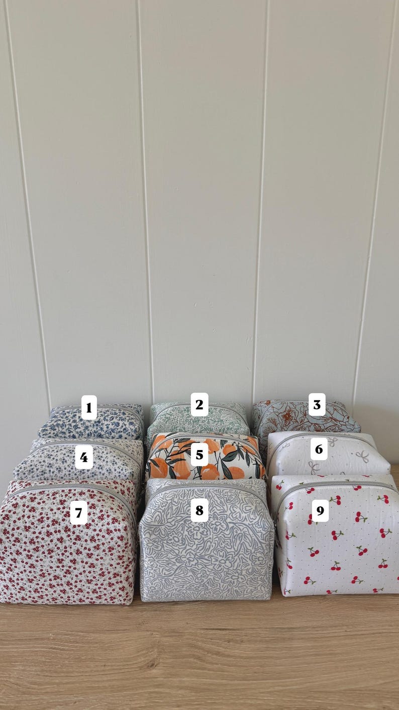 Handmade Travel Makeup Bag, Floral Cosmetic Organizer image 1