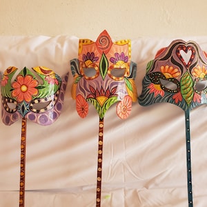 3 X Handmade Paper Mache White Masks to Decorate. the Package