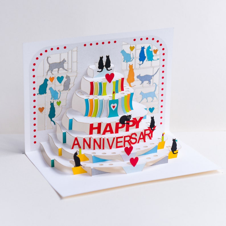 Anniversary Cat Card Cat Lover gift Happy Anniversary Card, Pop up Card, 3DCard, Cards for her, Made in the UK /A122 POP image 3