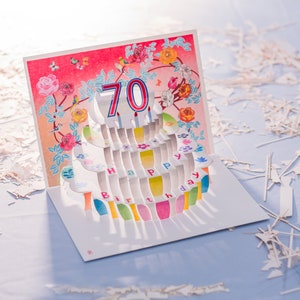 Rose Geburtstagskarte - Pop Up Karte - 70 Jahre alt, Geburtstagskarte Blumen, Karten für Sie, Karten für Ihn, Made in the UK/ROSEPOP170