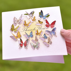 3D Schmetterling Dankeskarte - 3D Skulptur Karte - Karte für Frauen, Karten für Sie, Schmetterlingsliebhaber, Naturliebhaber, Made in UK /LS42