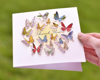 3D Butterfly Thank you Card - 3D sculpture card - Card for women, Cards for her, butterfly lover, nature lover, Made in UK /LS42
