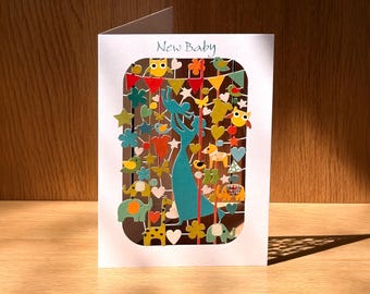 New Baby Card - Blank Card - Unisex New Baby Card - Pram card  - Gender Neutral New born card - Lasercut Card - Made in the UK - PM229