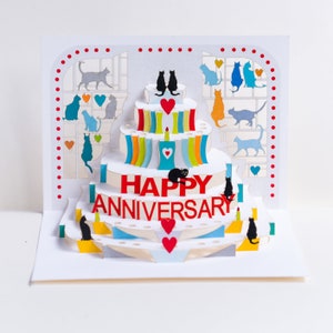Anniversary Cat Card Cat Lover gift Happy Anniversary Card, Pop up Card, 3DCard, Cards for her, Made in the UK /A122 POP image 5