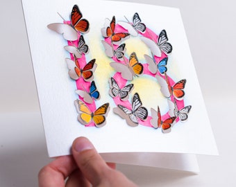 Butterfly Age 18th Birthday Card - Pretty 3D sculpture card - Happy Birthday 18 Card, Cards for her, Gift for Gardener, Made in the UK/LS26