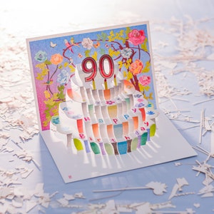 90th Birthday Rose Card - Pop Up Card - Age  90 Card, Birthday Flower Card, Cards for her, Cards for him, Made in the UK/ROSEPOP190