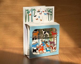 Blank Dog Card, Pop up Card, 3D Pop out Box Card, Cards for her, Cards for him, Made in the UK /BX
