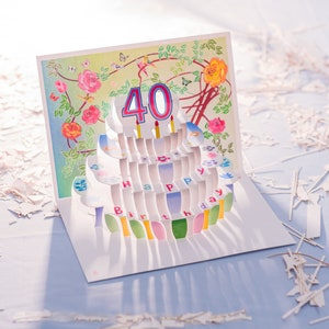 Carte rose 40e anniversaire - carte pop-up - carte 40 ans, carte d'anniversaire fleur, cartes pour elle, cartes pour lui, fabriquée au Royaume-Uni/ROSEPOP140