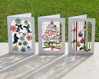 Christmas Multi Pack, Laser cut Christmas cards, Pack of 3 Christmas Cards, 3D Xmas Card, Card for her, Card for him,Made in UK, Xmas Pack 2