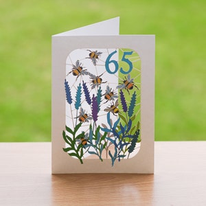 65 Geburtstagskarte Biene, Lasercut Karte, 65 Geburtstagskarte Biene, Geburtstagskarte Biene, 65 Jahre Bumblebee, Karten für Sie, Karten für Ihn, BE065B