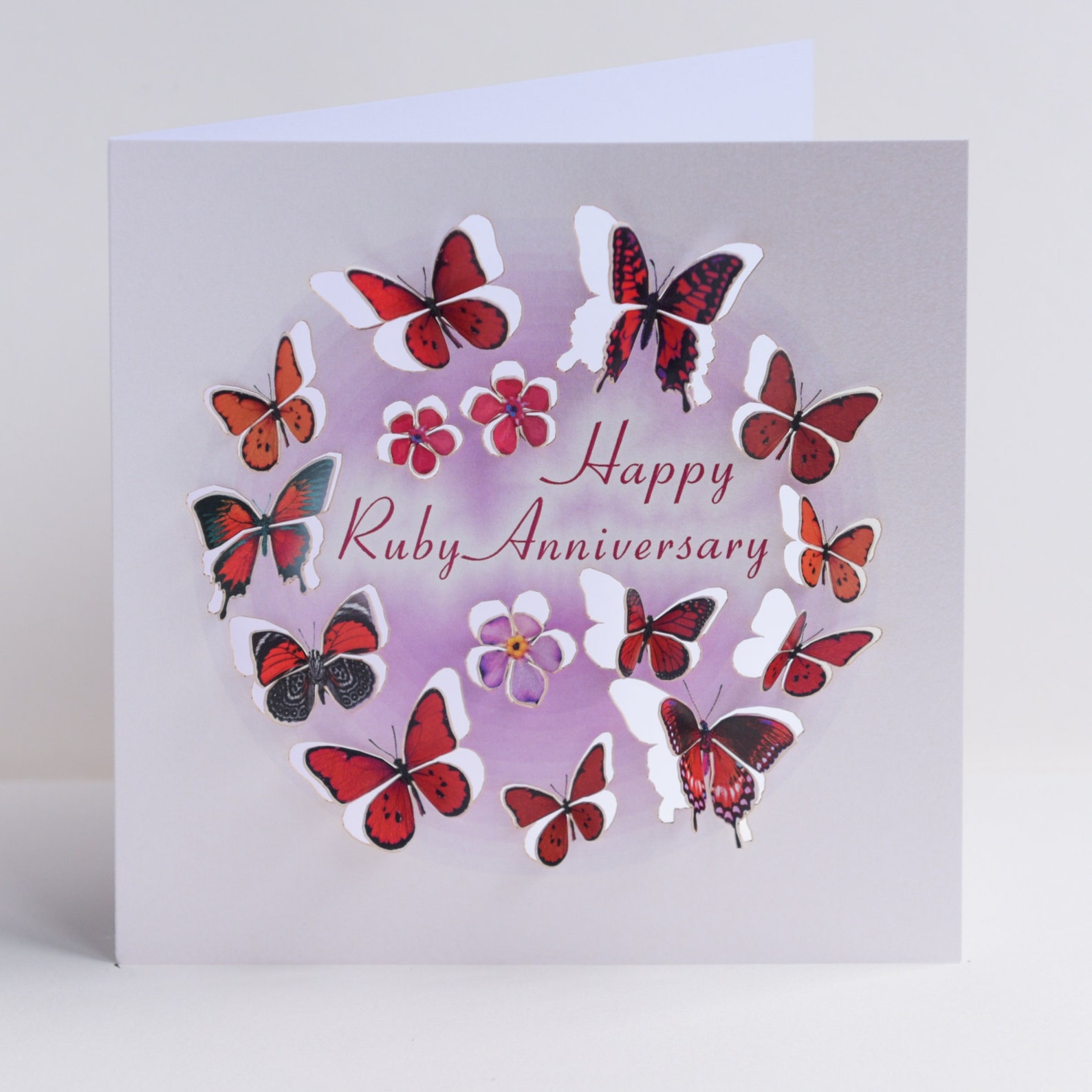 Ruby Ann Card Ruby Anniversary Butterfly Card - 40th Anniversary Card- Happy ...